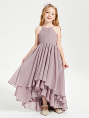 Asymmetrical Chiffon Junior Bridesmaid Dresses Dusk
