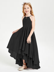 Asymmetrical Chiffon Junior Bridesmaid Dresses Black