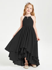 Asymmetrical Chiffon Junior Bridesmaid Dresses Black