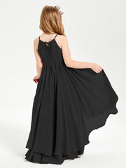 Asymmetrical Chiffon Junior Bridesmaid Dresses Black