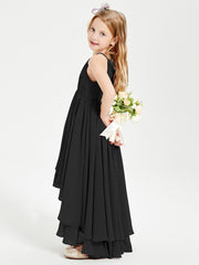 Asymmetrical Chiffon Junior Bridesmaid Dresses Black