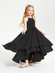 Asymmetrical Chiffon Junior Bridesmaid Dresses Black