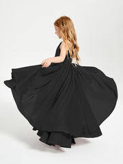 Asymmetrical Chiffon Junior Bridesmaid Dresses Black