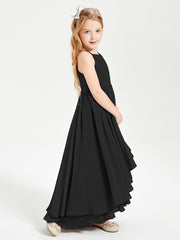Asymmetrical Chiffon Junior Bridesmaid Dresses Black