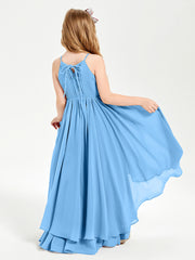 Asymmetrical Chiffon Junior Bridesmaid Dresses Blue