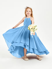 Asymmetrical Chiffon Junior Bridesmaid Dresses Blue