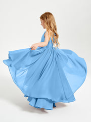 Asymmetrical Chiffon Junior Bridesmaid Dresses Blue