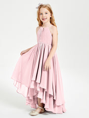 Asymmetrical Chiffon Junior Bridesmaid Dresses Blushing Pink