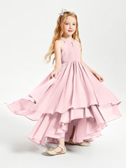 Asymmetrical Chiffon Junior Bridesmaid Dresses Blushing Pink
