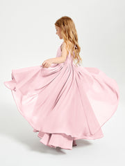 Asymmetrical Chiffon Junior Bridesmaid Dresses Blushing Pink