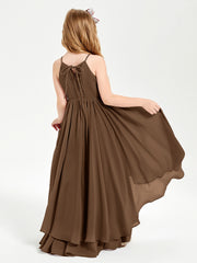 Asymmetrical Chiffon Junior Bridesmaid Dresses Brown