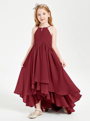 Asymmetrical Chiffon Junior Bridesmaid Dresses Burgundy