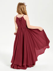 Asymmetrical Chiffon Junior Bridesmaid Dresses Burgundy