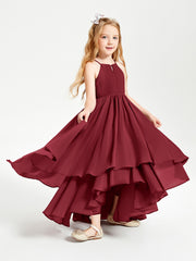 Asymmetrical Chiffon Junior Bridesmaid Dresses Burgundy
