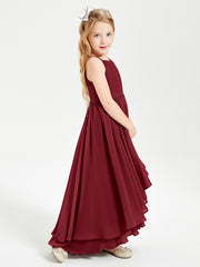 Asymmetrical Chiffon Junior Bridesmaid Dresses Burgundy