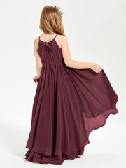 Asymmetrical Chiffon Junior Bridesmaid Dresses Cabernet