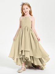 Asymmetrical Chiffon Junior Bridesmaid Dresses Champagne