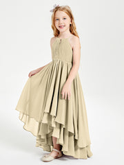 Asymmetrical Chiffon Junior Bridesmaid Dresses Champagne