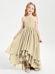 Asymmetrical Chiffon Junior Bridesmaid Dresses Champagne