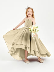 Asymmetrical Chiffon Junior Bridesmaid Dresses Champagne