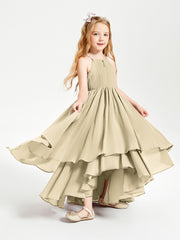 Asymmetrical Chiffon Junior Bridesmaid Dresses Champagne