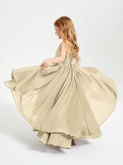 Asymmetrical Chiffon Junior Bridesmaid Dresses Champagne
