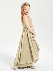 Asymmetrical Chiffon Junior Bridesmaid Dresses Champagne
