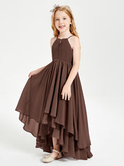 Asymmetrical Chiffon Junior Bridesmaid Dresses Chocolate
