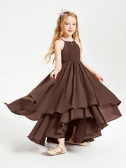 Asymmetrical Chiffon Junior Bridesmaid Dresses Chocolate