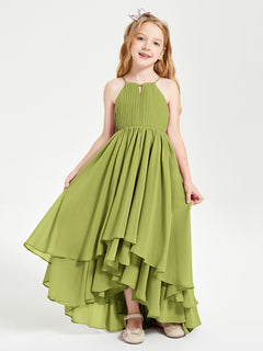 Asymmetrical Chiffon Junior Bridesmaid Dresses Clover