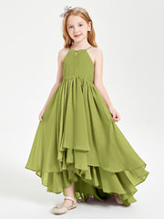 Asymmetrical Chiffon Junior Bridesmaid Dresses Clover