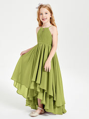 Asymmetrical Chiffon Junior Bridesmaid Dresses Clover