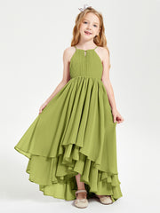 Asymmetrical Chiffon Junior Bridesmaid Dresses Clover