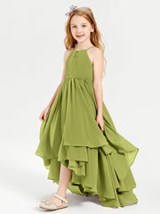 Asymmetrical Chiffon Junior Bridesmaid Dresses Clover