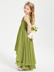 Asymmetrical Chiffon Junior Bridesmaid Dresses Clover
