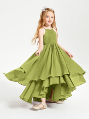 Asymmetrical Chiffon Junior Bridesmaid Dresses Clover