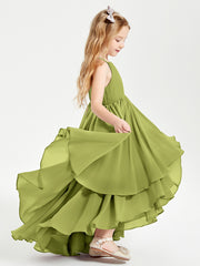 Asymmetrical Chiffon Junior Bridesmaid Dresses Clover