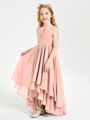 Asymmetrical Chiffon Junior Bridesmaid Dresses Coral