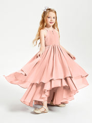 Asymmetrical Chiffon Junior Bridesmaid Dresses Coral
