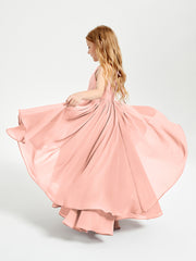 Asymmetrical Chiffon Junior Bridesmaid Dresses Coral