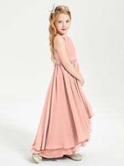 Asymmetrical Chiffon Junior Bridesmaid Dresses Coral