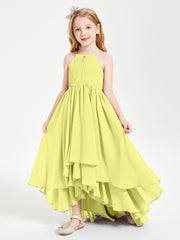 Asymmetrical Chiffon Junior Bridesmaid Dresses Daffodil