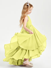 Asymmetrical Chiffon Junior Bridesmaid Dresses Daffodil