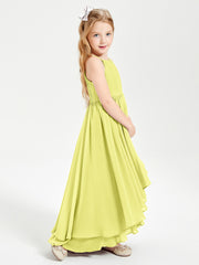 Asymmetrical Chiffon Junior Bridesmaid Dresses Daffodil