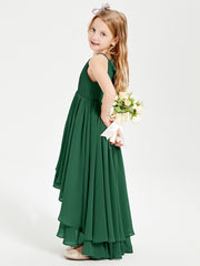 Asymmetrical Chiffon Junior Bridesmaid Dresses Dark Green