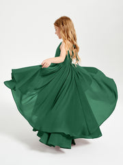 Asymmetrical Chiffon Junior Bridesmaid Dresses Dark Green