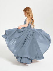 Asymmetrical Chiffon Junior Bridesmaid Dresses Dusty Blue