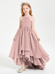 Asymmetrical Chiffon Junior Bridesmaid Dresses Dusty Rose
