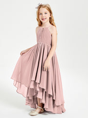 Asymmetrical Chiffon Junior Bridesmaid Dresses Dusty Rose