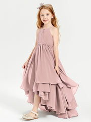 Asymmetrical Chiffon Junior Bridesmaid Dresses Dusty Rose